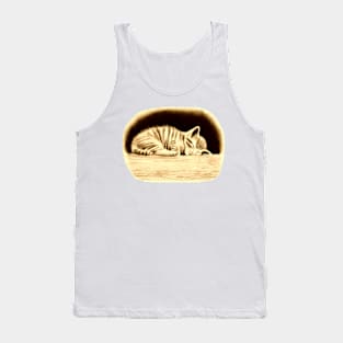 Sleepy Kitten Sepia Tank Top